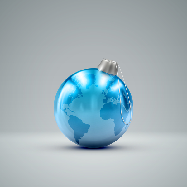 world map christmas blue ball 