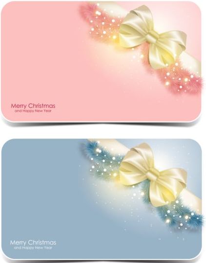 shiny merry christmas card bow 