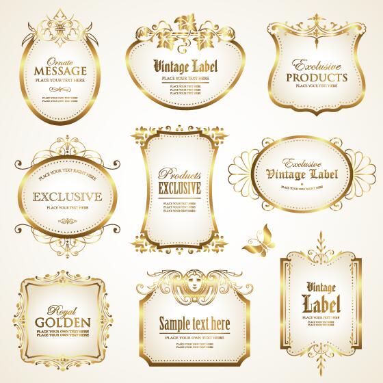 Retro font luxurious labels golden 