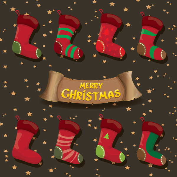 xmas socks Retro font christmas cartoon banner 
