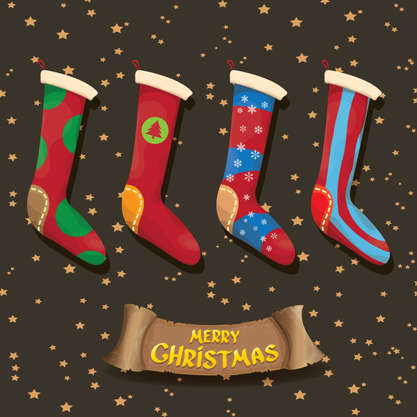 xmas socks Retro font christmas cartoon banner 