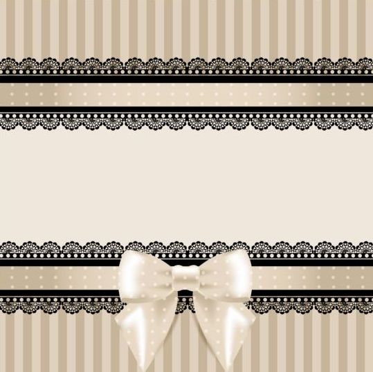 lace cards bow black beige 
