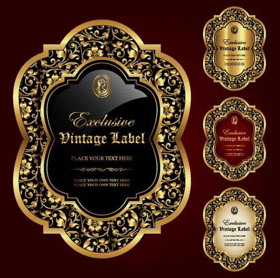 vintage textured labels golden glass 