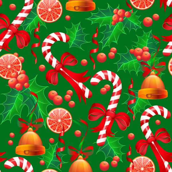 seamless pattern holly christmas candy  