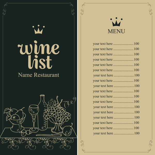 wine menu list 