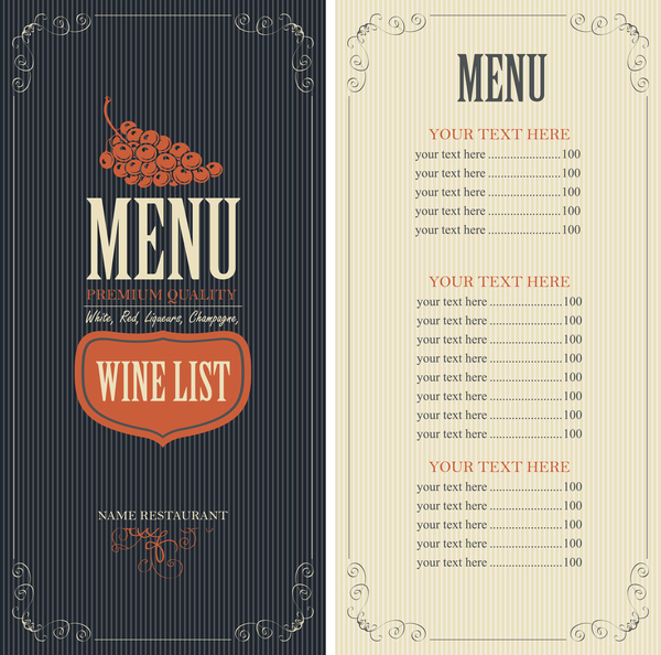 wine menu list 