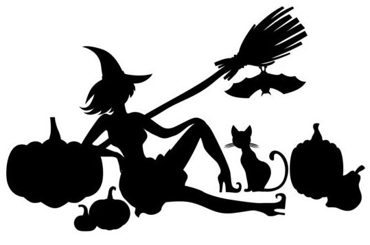 witch silhouette pumpkin halloween 