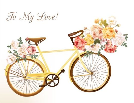 yellow rose flowers bisycle 