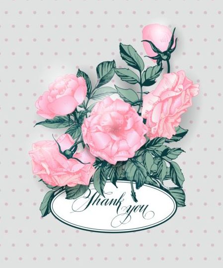 vintage pink flower card 