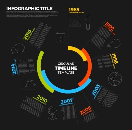 timeline infographic dark circular 