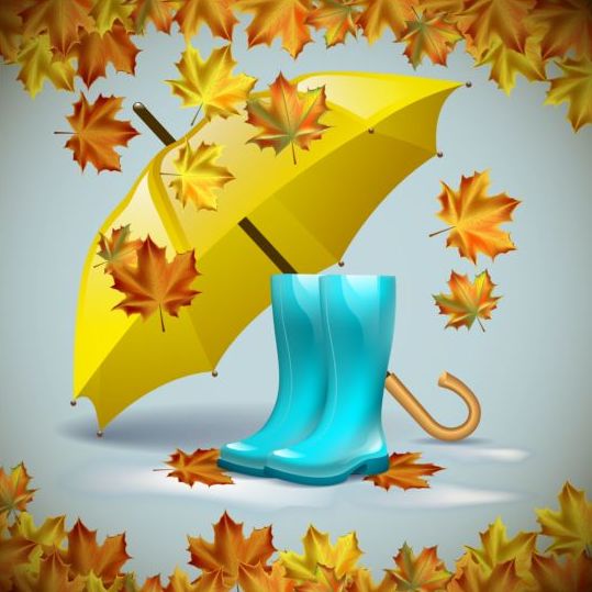 umbrella leaves boots autumn  