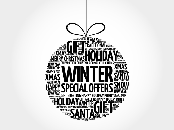 word winter special offers cloud christmas ball 