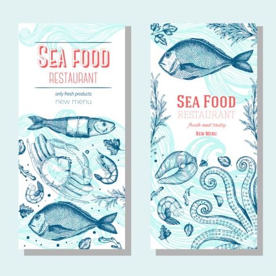 sea hand food drawn banners 