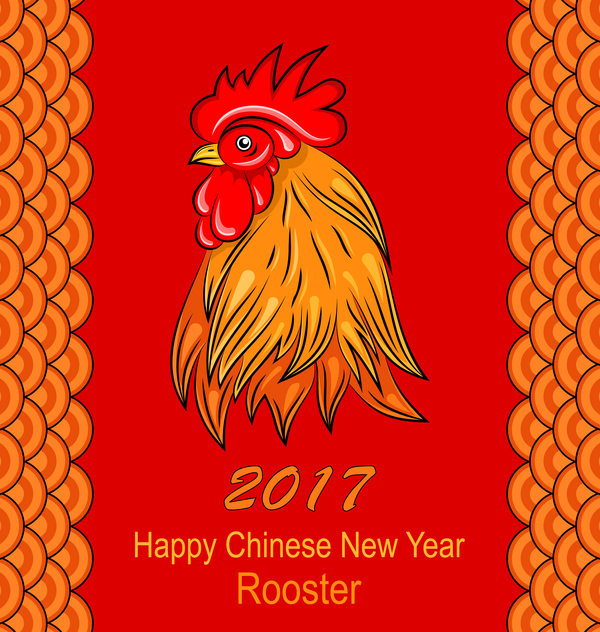 year rooster red new chinese 2017 