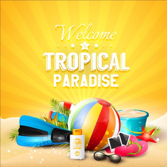 tropical paradise orange holiday background 