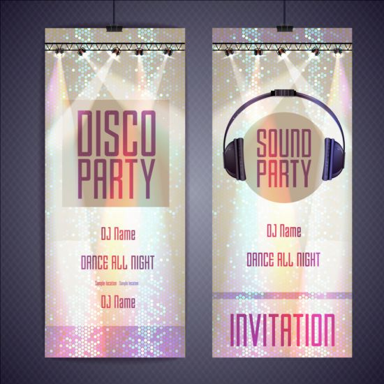 shiny party invitation disco card 