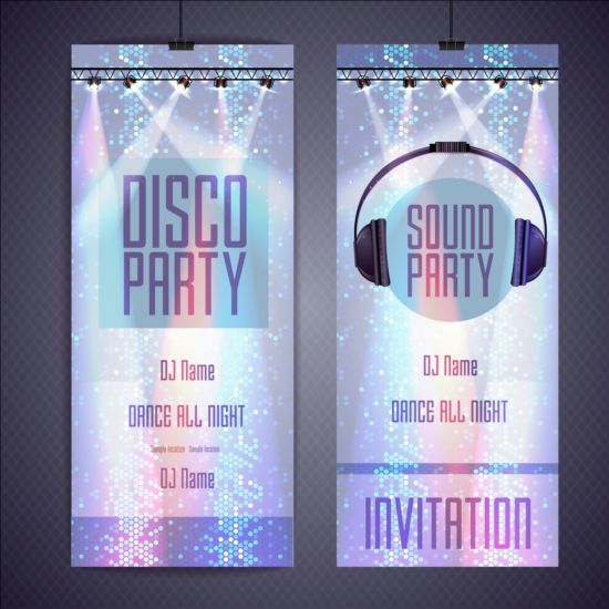 shiny party invitation disco card 