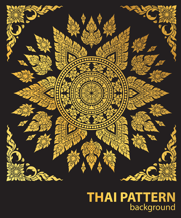 Thai pattern line gold 