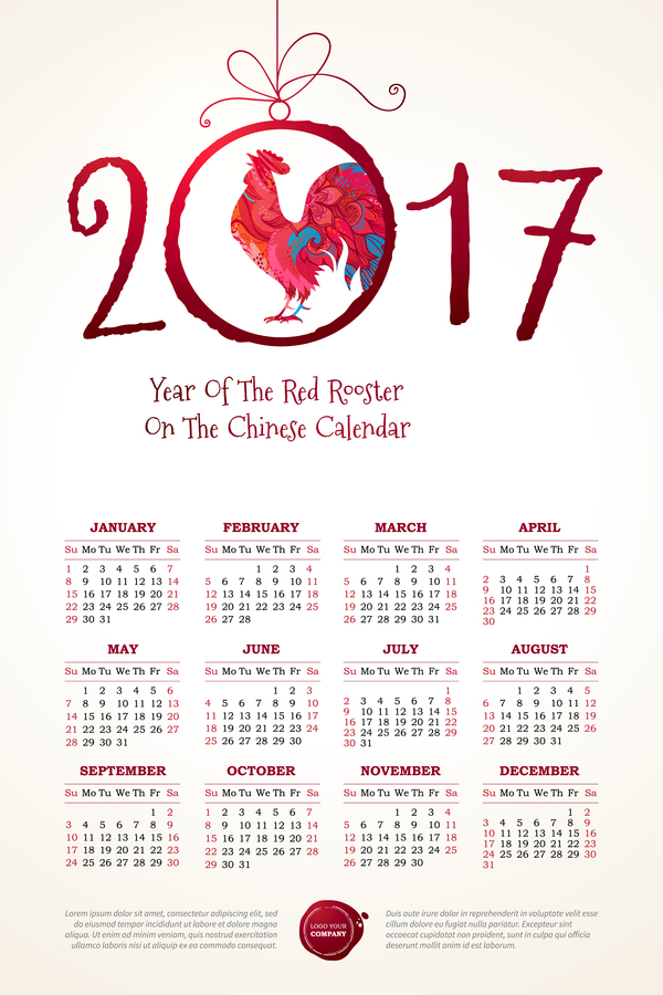 rooster calendar 2017 