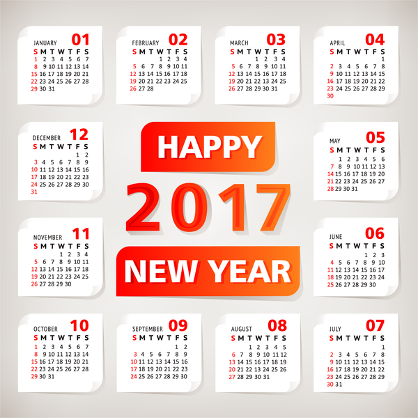 paper orange calendar 2017 