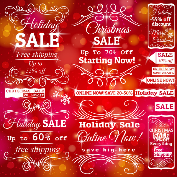 sale labels hand drawn christmas 