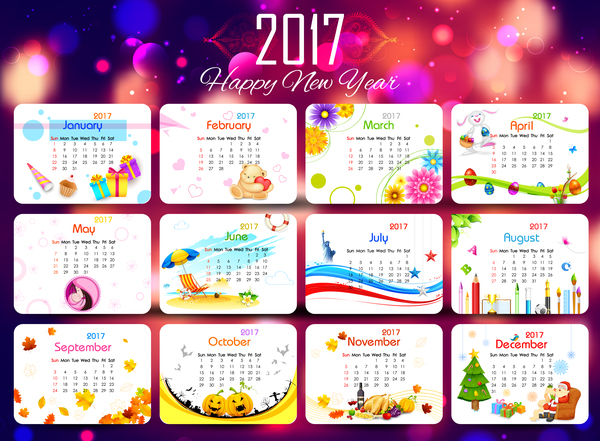 year new cute calendar 2017 