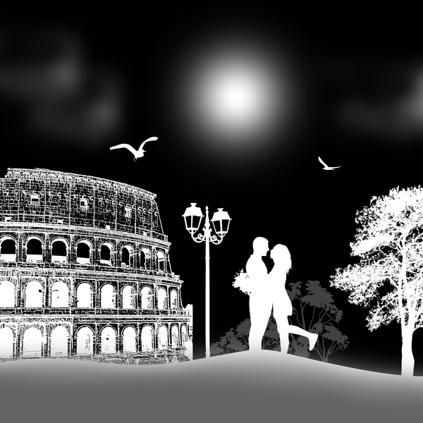 travel sunset Rome romantic couple 