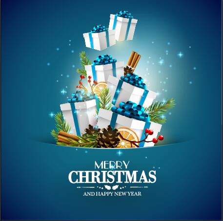 year new greeting christmas card blue 