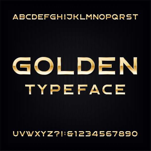 typeface numbers golden alphabet 