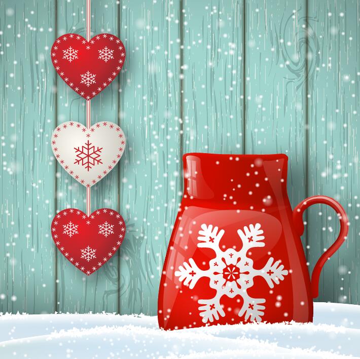 wooden winter wall greeting christmas card 