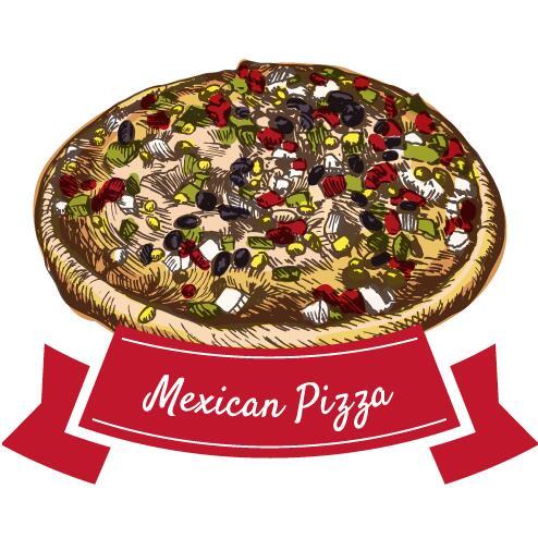 vintage pizza mexican label 