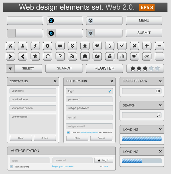 white web menu elements button 