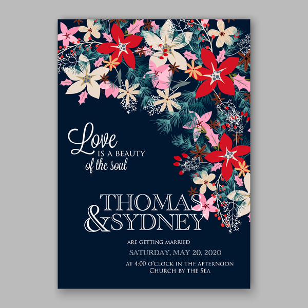 wedding flower elegant cards blue 