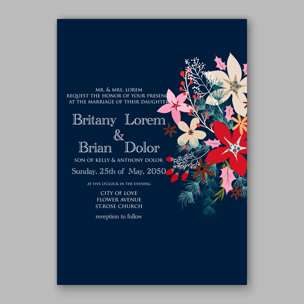 wedding flower elegant cards blue 