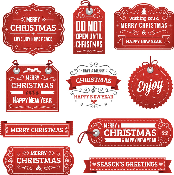 red labels christmas banners 
