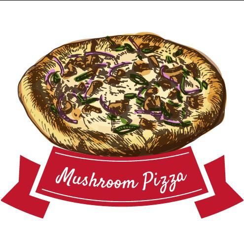 vintage pizza Mushnoom label 