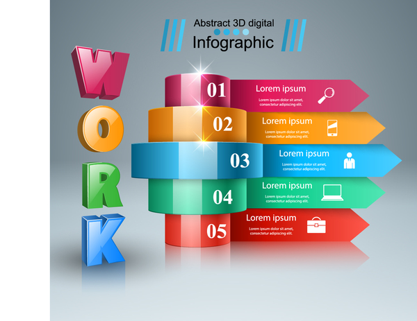 work infographic Five box 