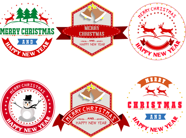 merry christmas labels christmas badge 