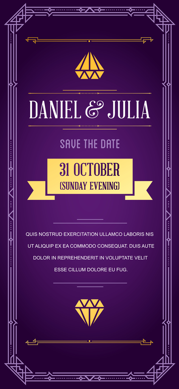 wedding purple invitation card 