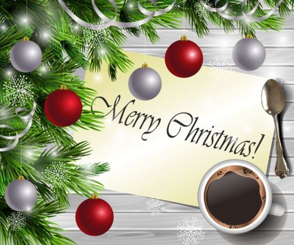 merry greeting cup coffee christmas card 