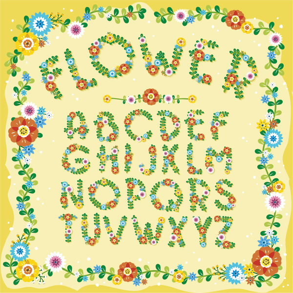 frame flower alphabets 