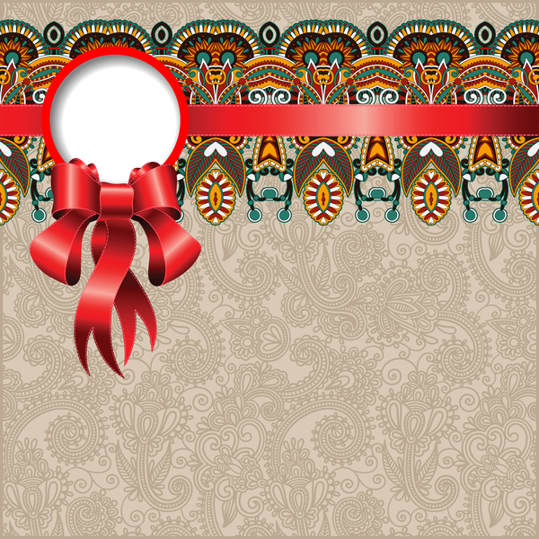 ribbon Patterns invitation ethnic decoration card 