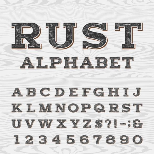 rust numbers alphabet 