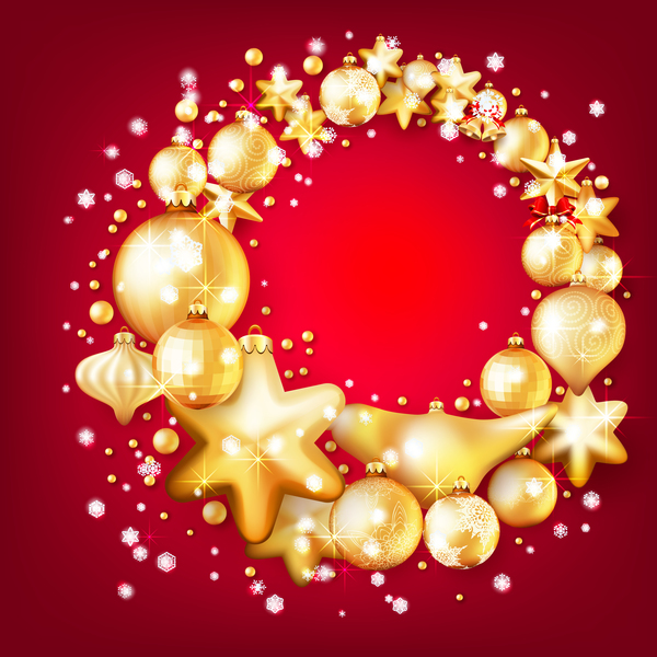 red gold christmas baubles 