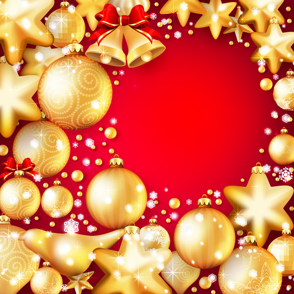 red gold christmas baubles 