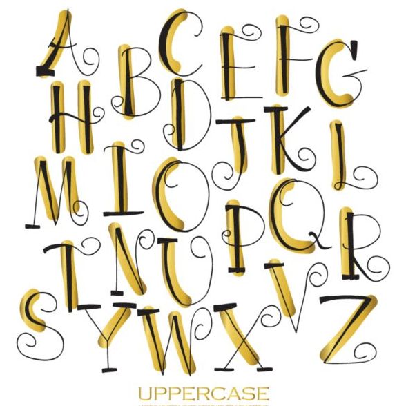 uppercase hand elegant alphabet 