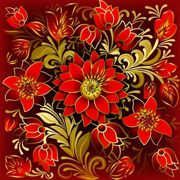 red pattern ornament flower 