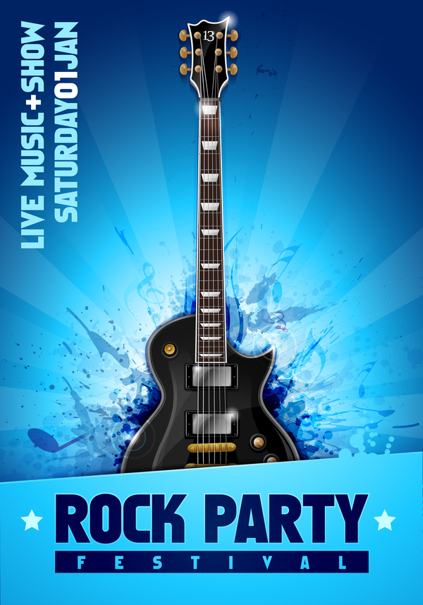 rock poster party guitar festival 