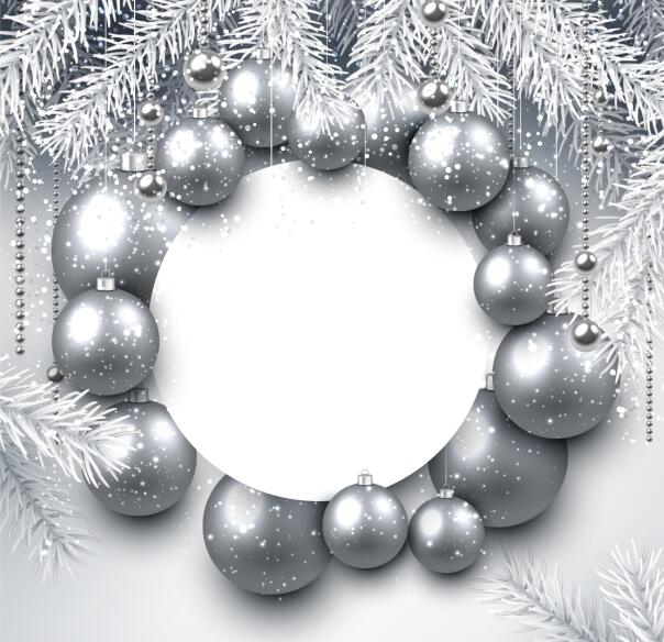 silver paper frame christmas card ball 