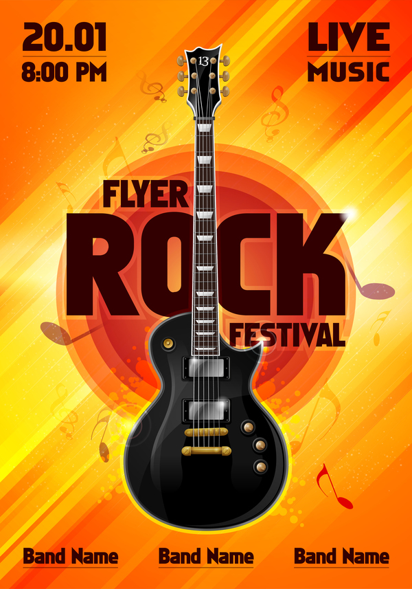 rock poster party guitar festival  
